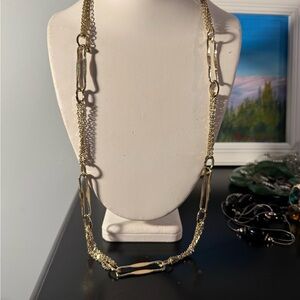 Gold Multi-Chain Link Long Necklace